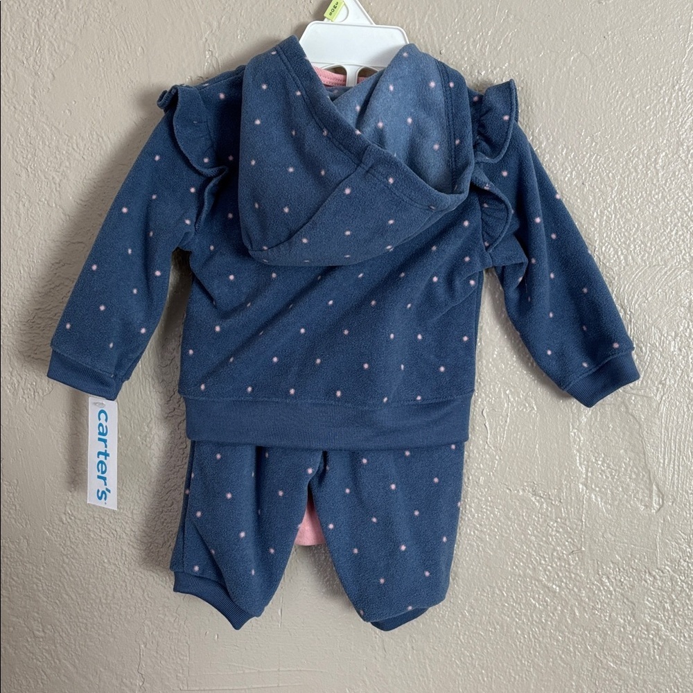 Baby Girl Carter’s Navy Heart 3-Piece Fleece Set 3mo Valentines - Picture 5 of 8